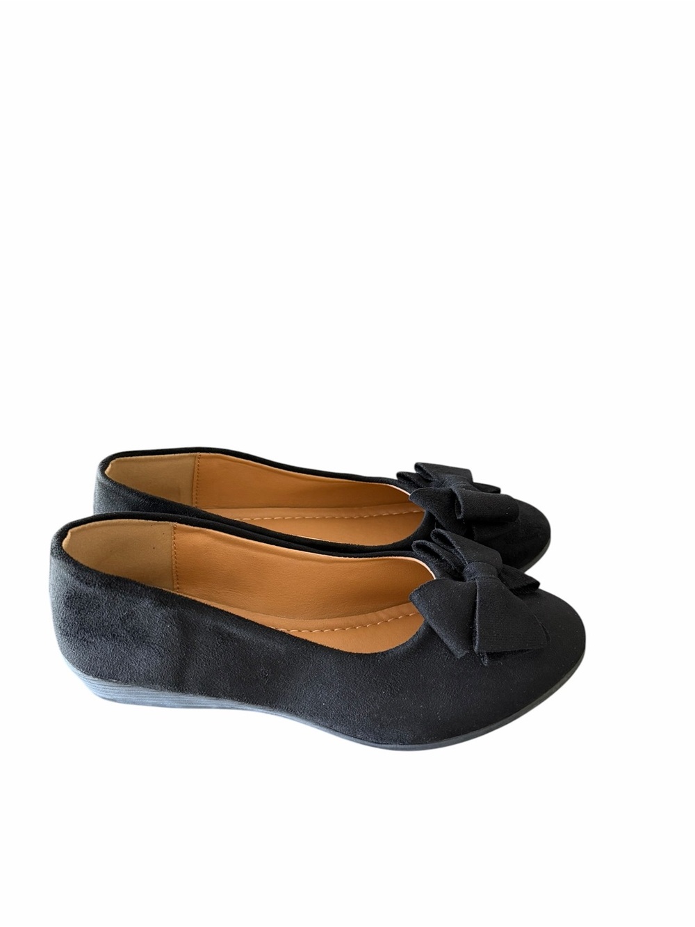 Women's Black Wedge Heeled Bow Accent Slip On Shoe Size 40 aka 9 #513